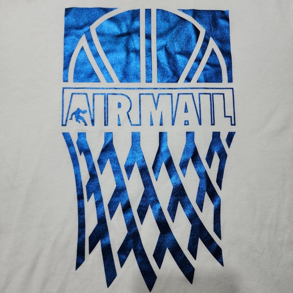 AND1 Air Mail Graphic Basketball White and Blue Short Sleeve T-shirt - Picture 3 of 9